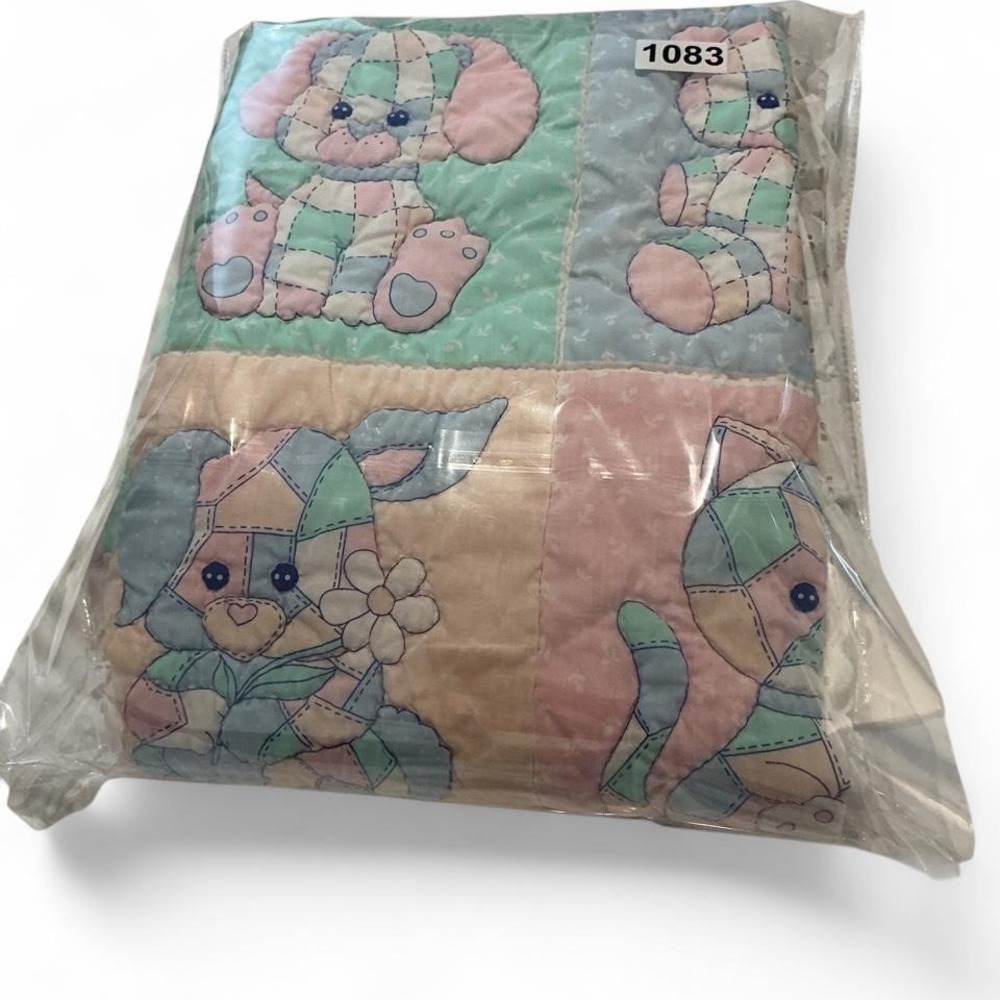 Unbranded Quilted Baby Blanket Kids OS Multicolor Excellent Vintage Animals Lace - Picture 7 of 7